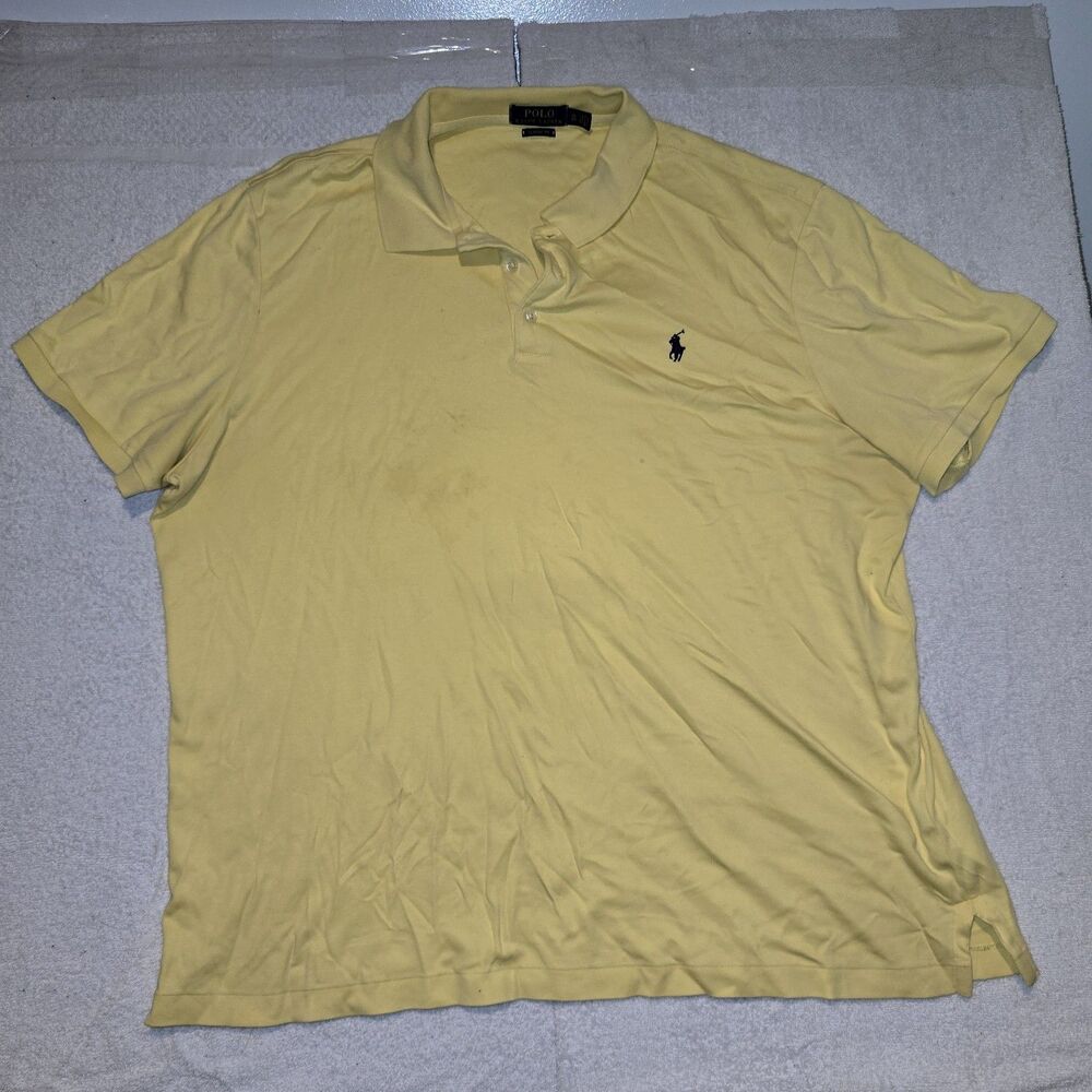 Polo Ralph Lauren Shirt Mens Size XL Yellow Solid Short Sleeve Quarter Button